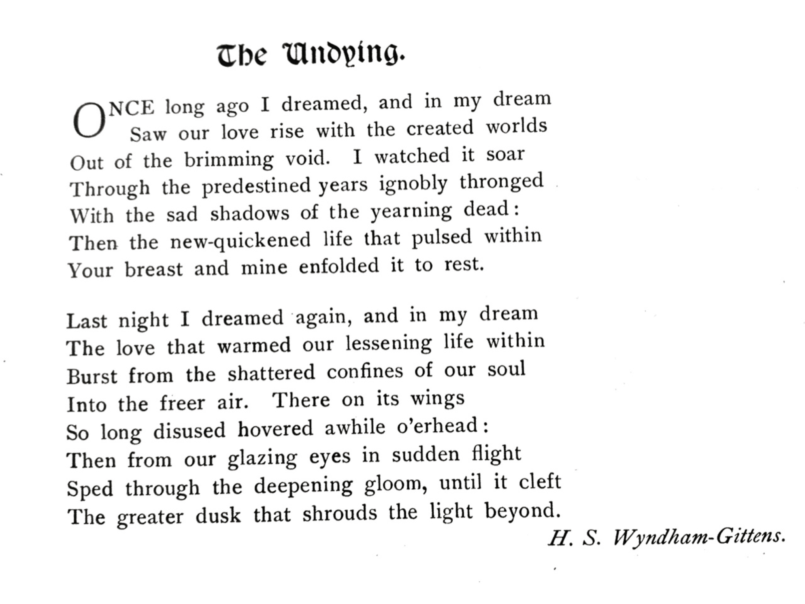 representative poems the undying from 1905 and poem from 1955